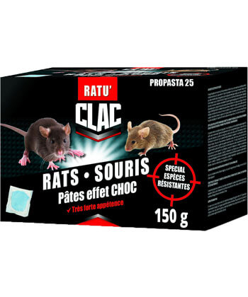 Pâte anticoagulante KPRO Choc action radicale contre rats et souris 150g  (10 x 15g) 